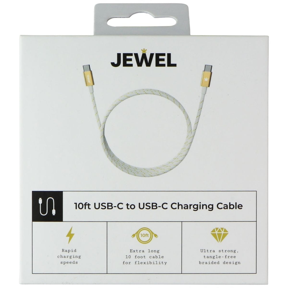 JEWEL (10Ft) USB-C to USB-C Charging Cable - White / Gold Image 2