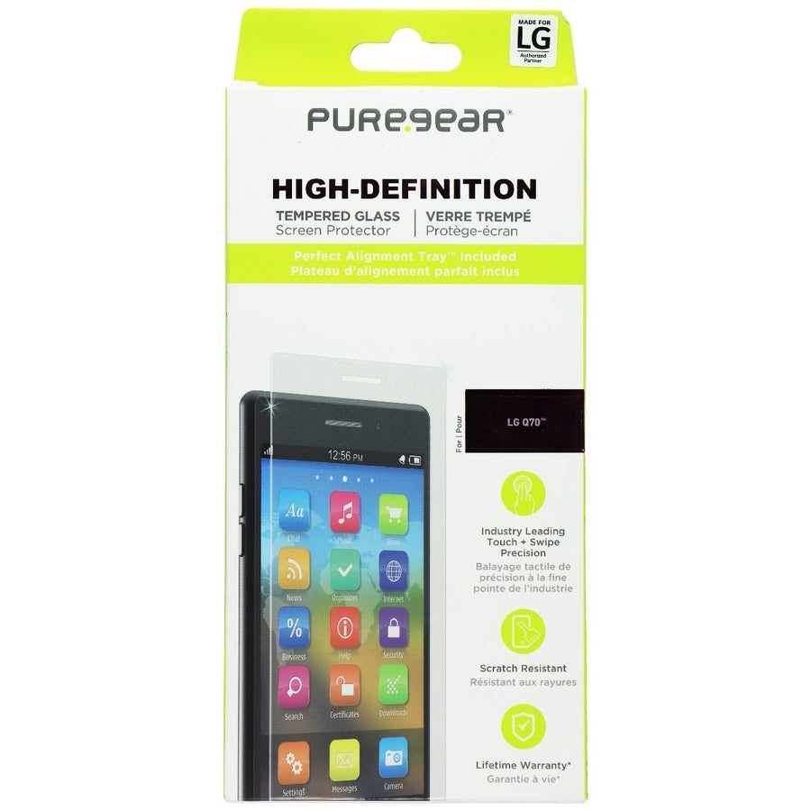 PureGear High Definition Tempered Glass Screen Protector for LG Q70 - Clear Image 1