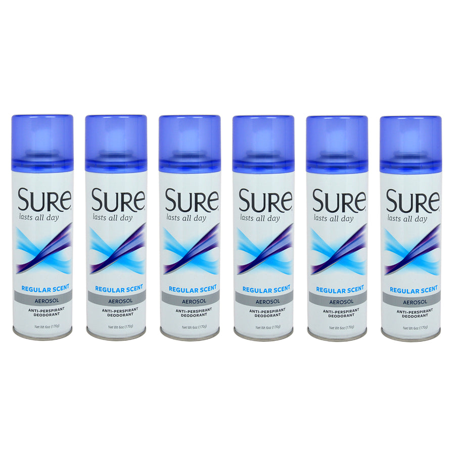 Sure Aerosol Regular Scent Anti-Perspirant and Deodorant - Pack of 6 Deodorant Spray 6 oz Image 1