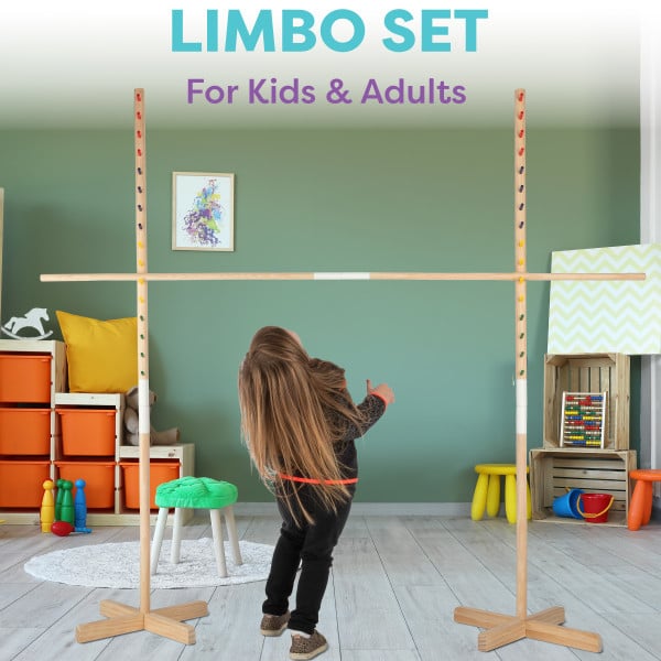 Limbo Game for Kids and Adults - Outdoor Games with Wooden Limbo PoleBaseand Carrying Bag Image 1