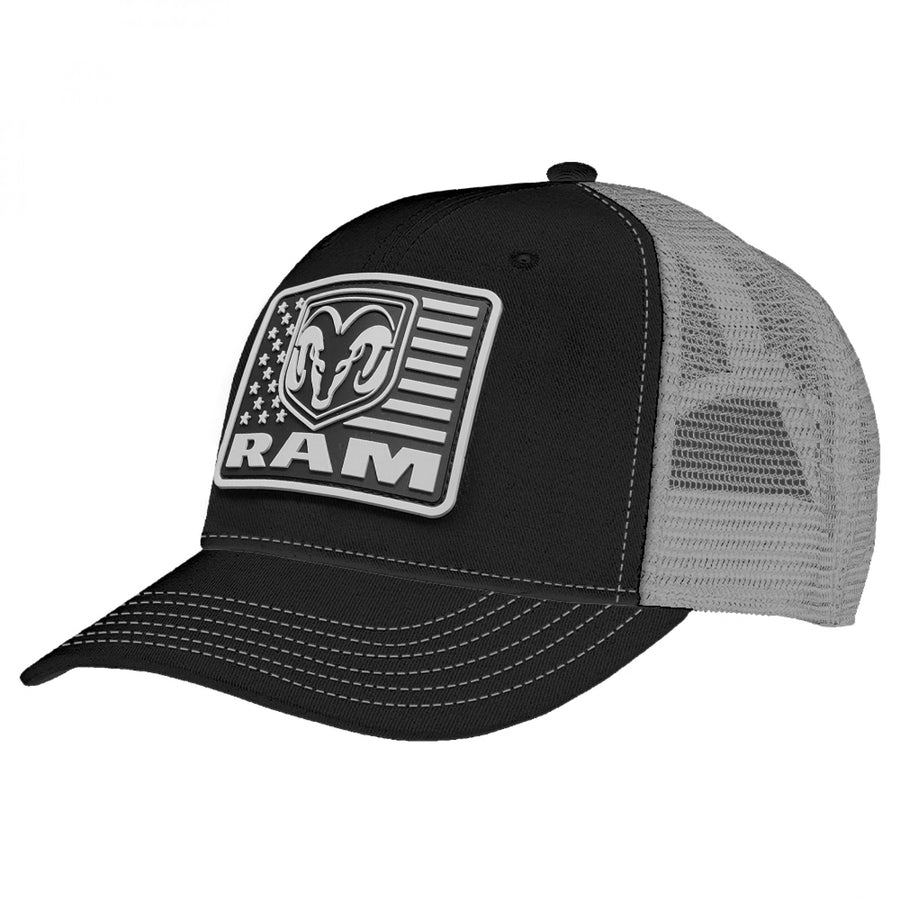 Dodge Ram Patriotic Logo Patch Adjustable Trucker Hat Image 1