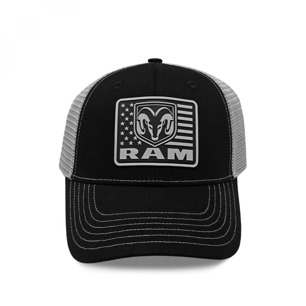 Dodge Ram Patriotic Logo Patch Adjustable Trucker Hat Image 2