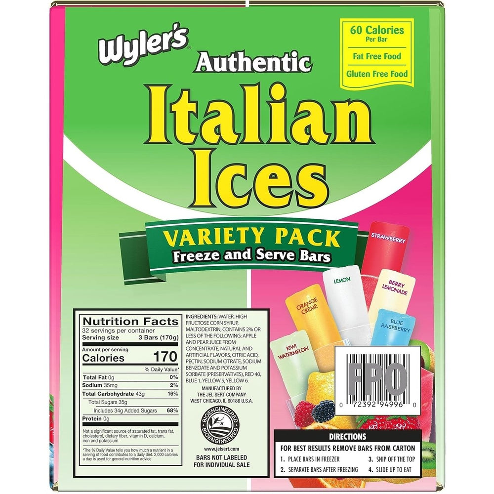 Wylers Italian Ice Freezer Bar (2 Ounce96 Count) Image 2