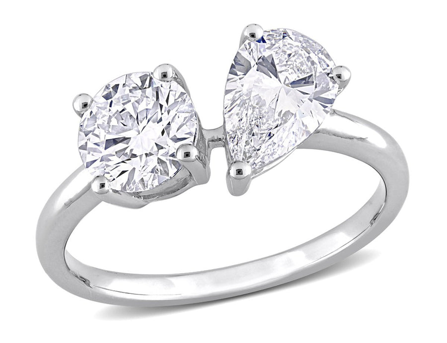 2.00 Carat (ctw VS1-VS2G-H) Lab-Grown Diamond Two Stone Engagement Ring in 14k White Gold Image 1