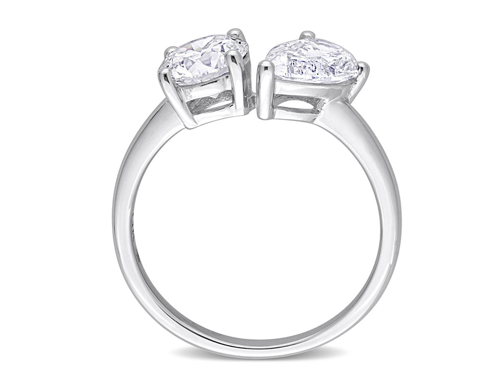 2.00 Carat (ctw VS1-VS2G-H) Lab-Grown Diamond Two Stone Engagement Ring in 14k White Gold Image 2