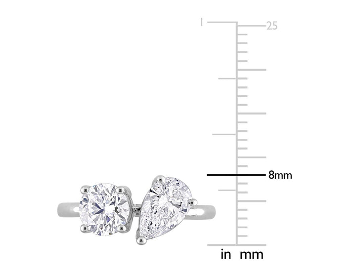 2.00 Carat (ctw VS1-VS2G-H) Lab-Grown Diamond Two Stone Engagement Ring in 14k White Gold Image 4