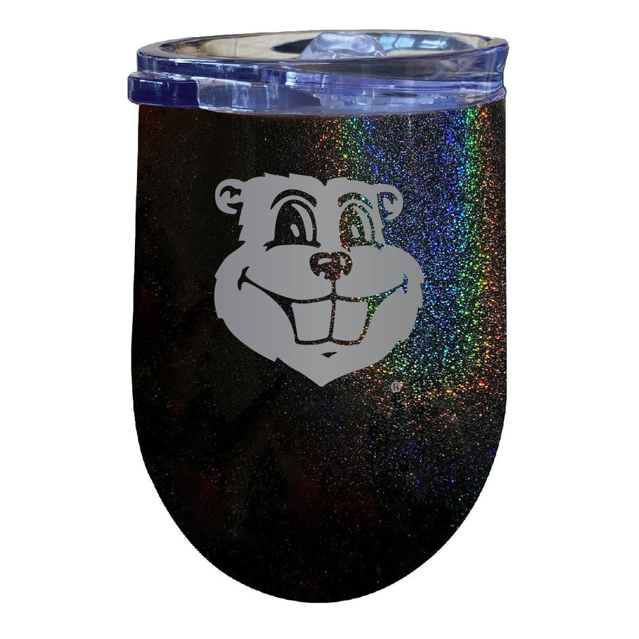 Minnesota Gophers NCAA Laser-Etched Wine Tumbler - 12oz Rainbow Glitter Black Stainless Steel Insulated Cup Image 1