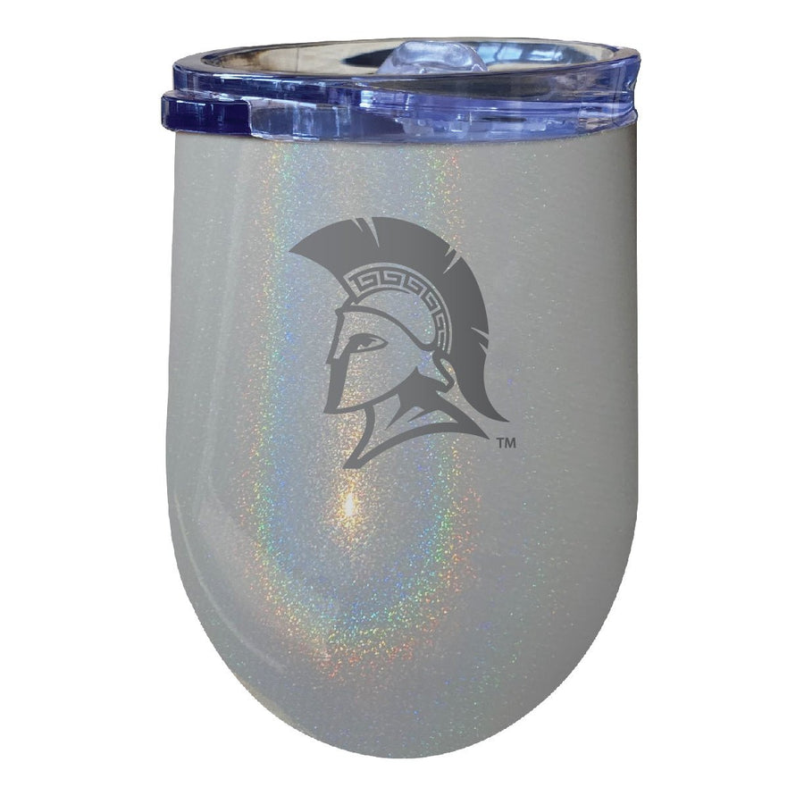 North Carolina Greensboro Spartans NCAA Laser-Etched Wine Tumbler - 12oz Rainbow Glitter Gray Stainless Steel Insulated Image 1