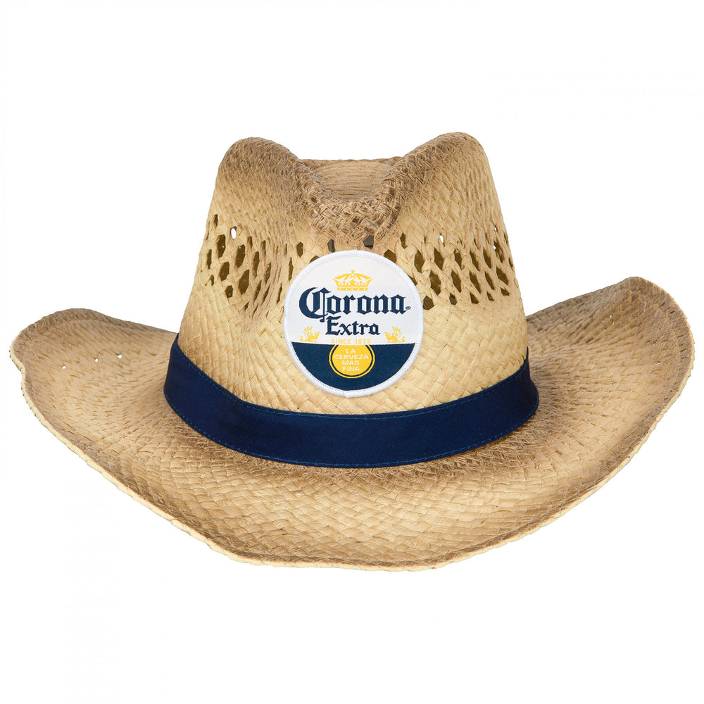 Corona Extra Logo Blue Band Straw Cowboy Hat Image 2