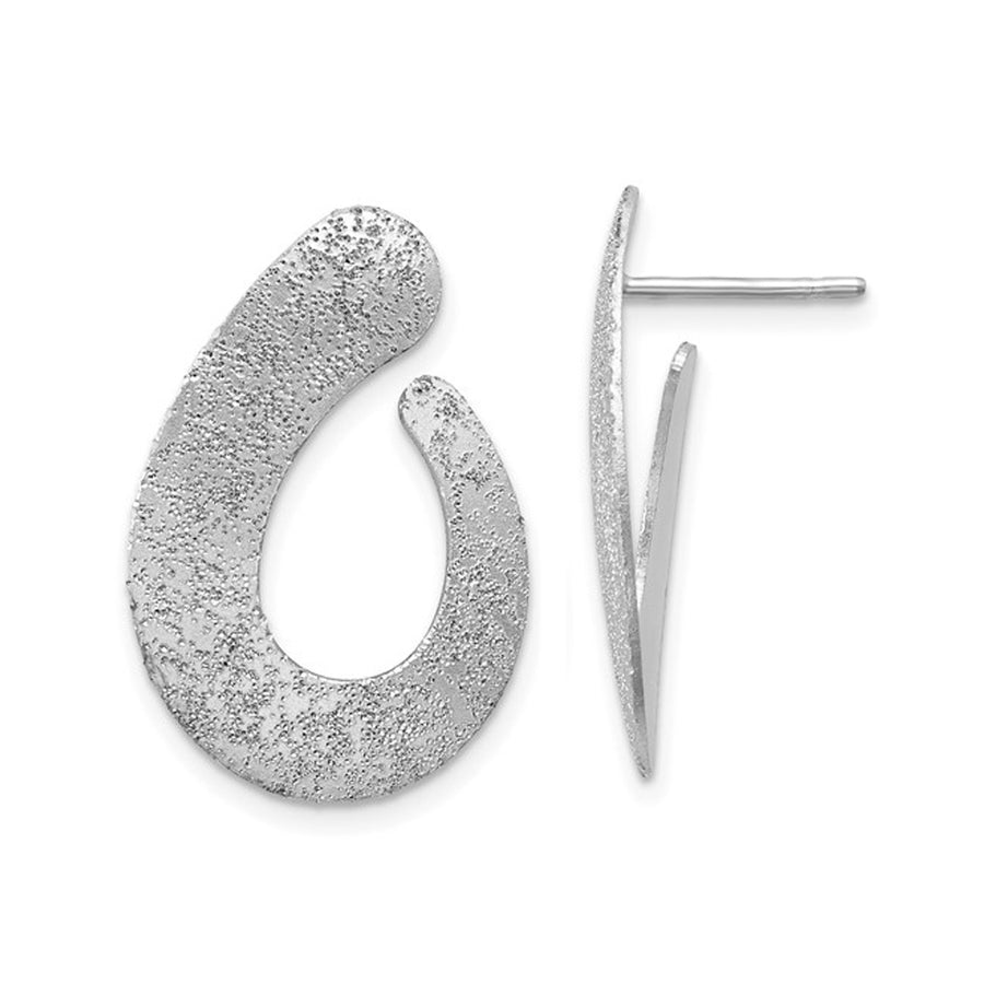 Sterling Silver Textured Tapered Teardrop Post Earrings Image 1