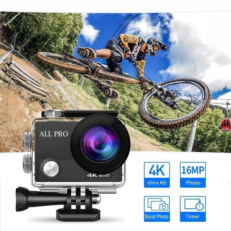 4K Action Pro Waterproof All Digital UHD WiFi Camera + RF Remote And Accessories Image 1