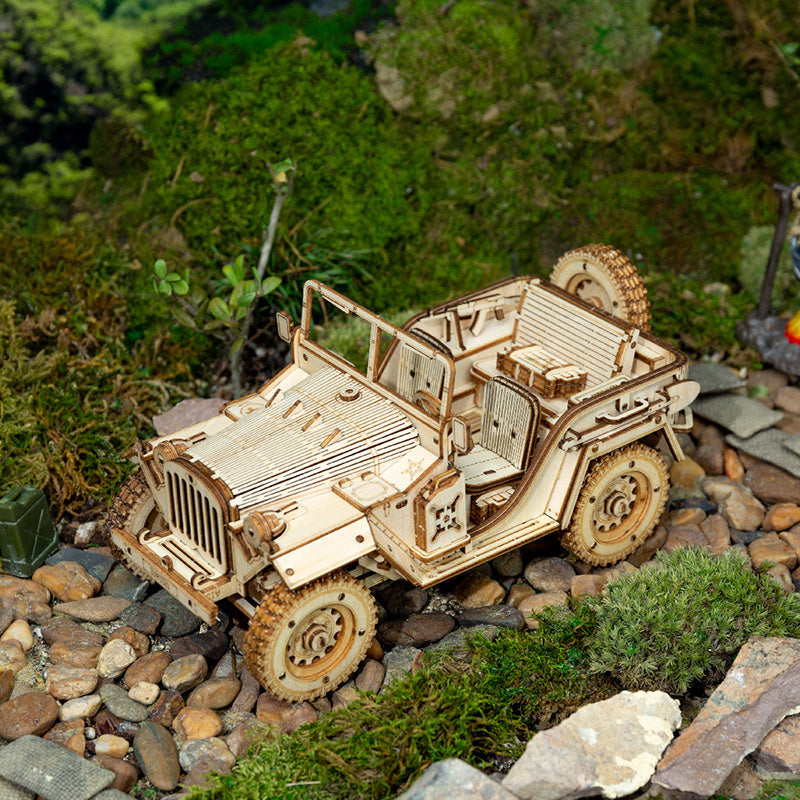 3D Wooden Puzzle Army Jeep Image 1