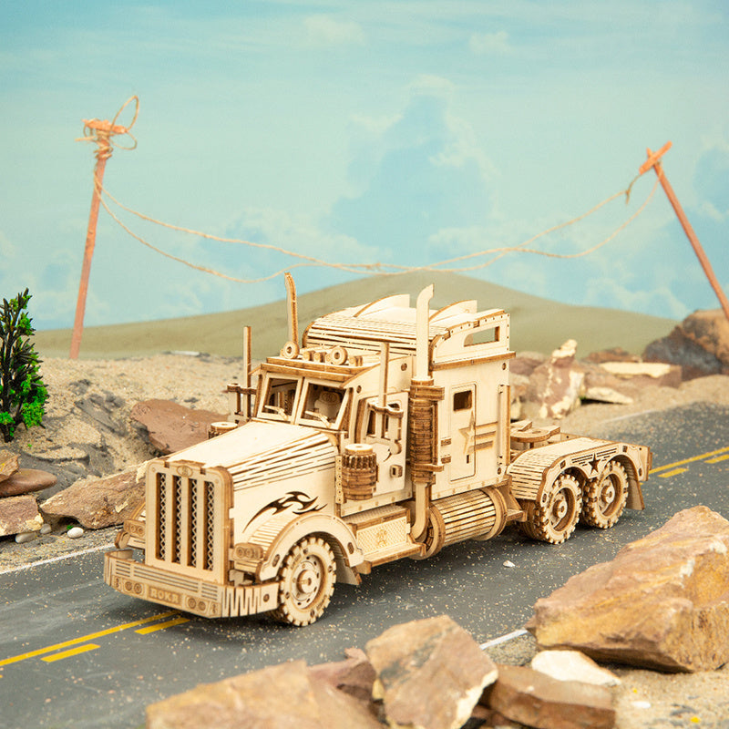 3D Wooden Puzzle Truck Toy Assembly Model Building Kit Image 1