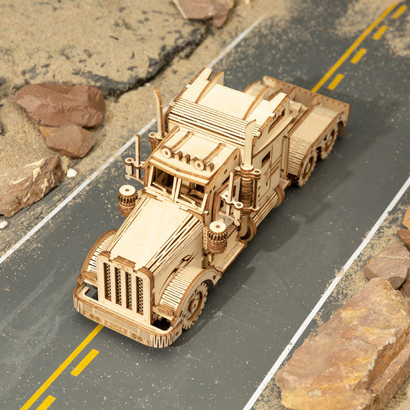 3D Wooden Puzzle Truck Toy Assembly Model Building Kit Image 2