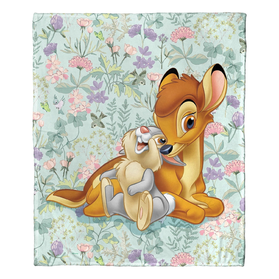 Bambi 80th Celebration; Botanical Duo Aggretsuko Comics Silk Touch Throw Blanket; 50" x 60" Image 1