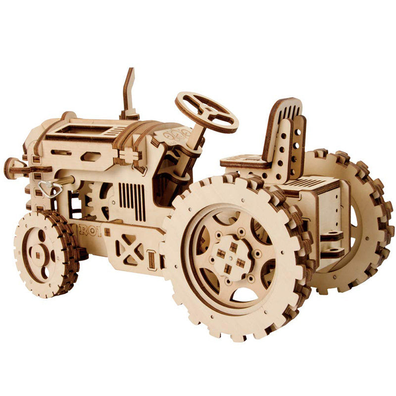 DIY 3D Wooden Puzzle Mechanical Gear Drive Tractor Assembly Kit Image 1