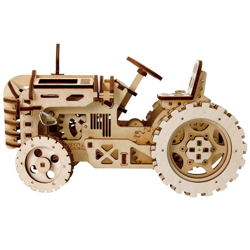 DIY 3D Wooden Puzzle Mechanical Gear Drive Tractor Assembly Kit Image 2