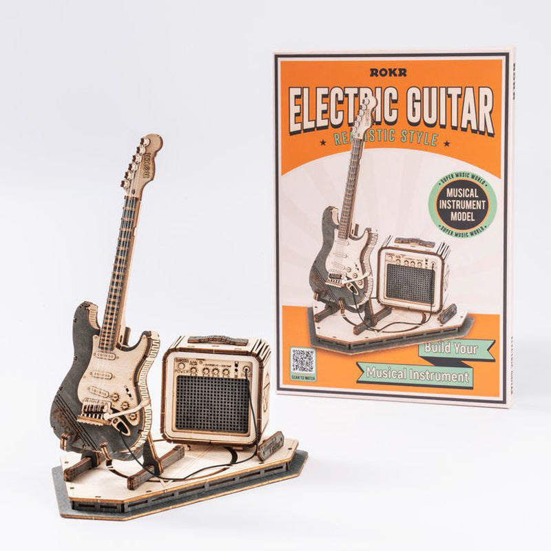 Electric Guitar Model Building Block 3D Wooden Puzzle Image 1