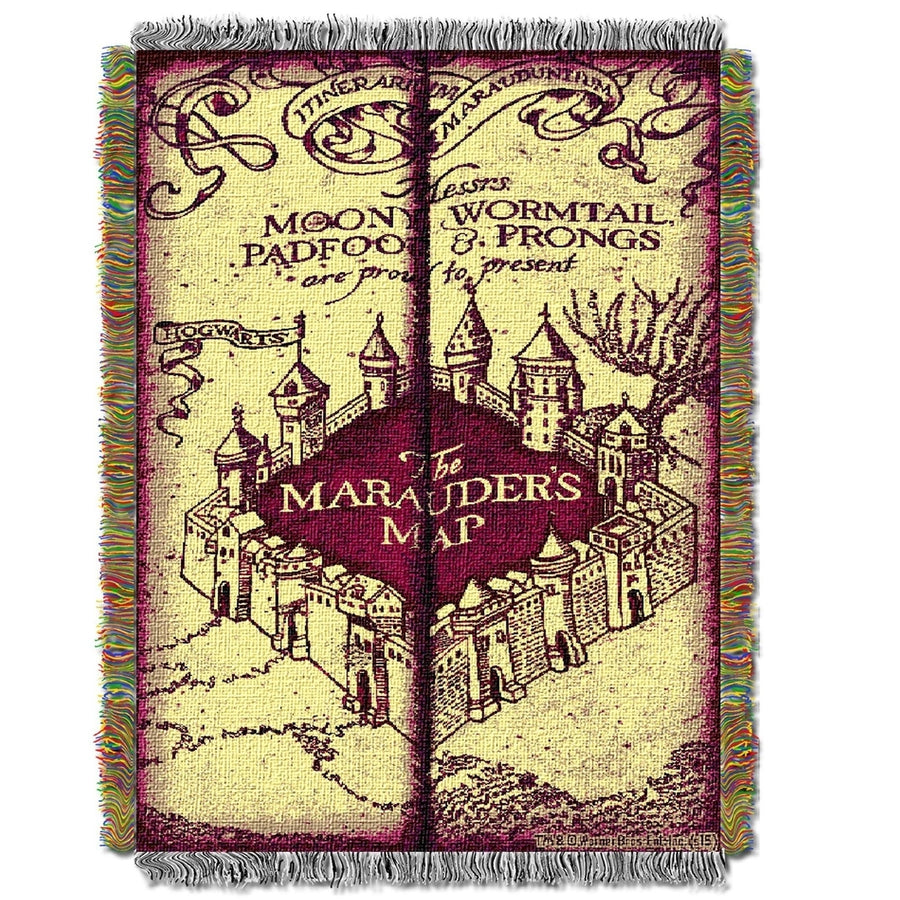 Harry Potter Marauders Map Licensed 48"x 60" Woven Tapestry Throw by The Northwest Company Image 1
