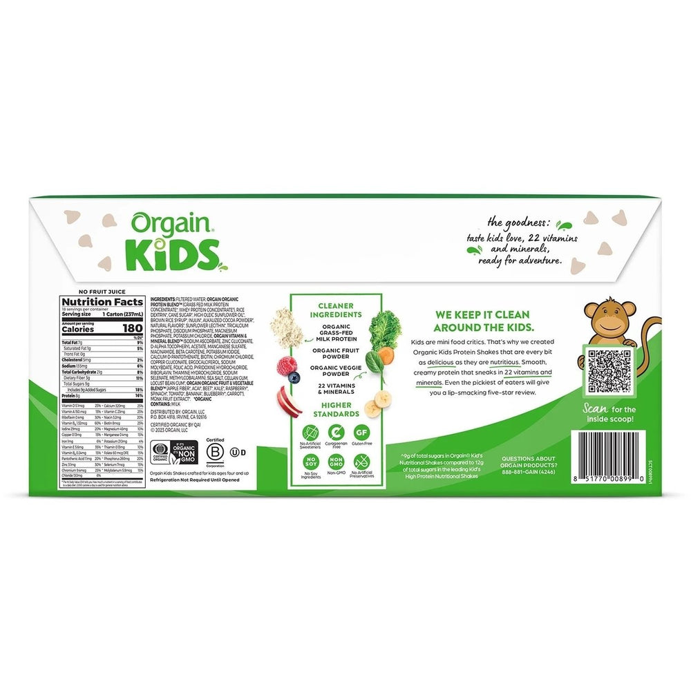 Orgain Kids Protein Organic Nutrition ShakeChocolate8 Fluid Ounce (18 Pack) Image 2