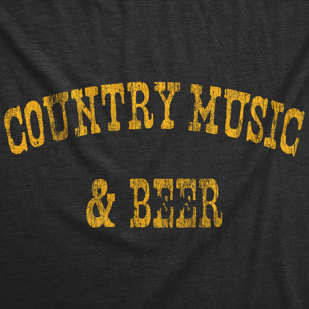 Womens Country Music And Beer Funny T Shirt Sarcastic Graphic Tee For Ladies Image 2