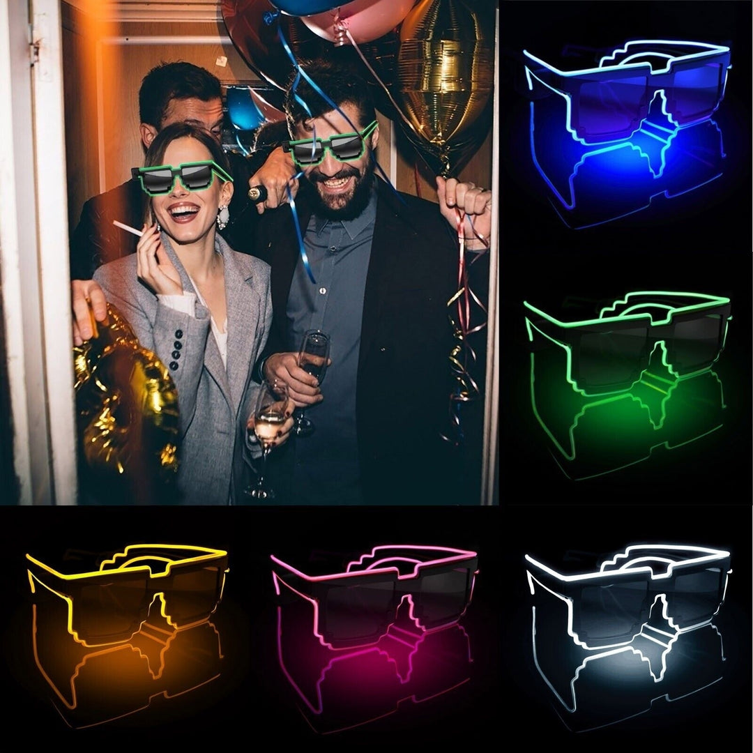 Cordless LED Light Up Neon Rave Party SunglassesGlowing DJ Glasses With 4 Mode Image 3