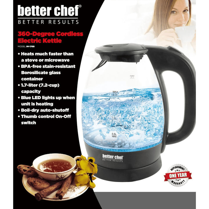 Better Chef 7-Cup Cordless Electric Borosilicate Glass Kettle with LED Light Image 4
