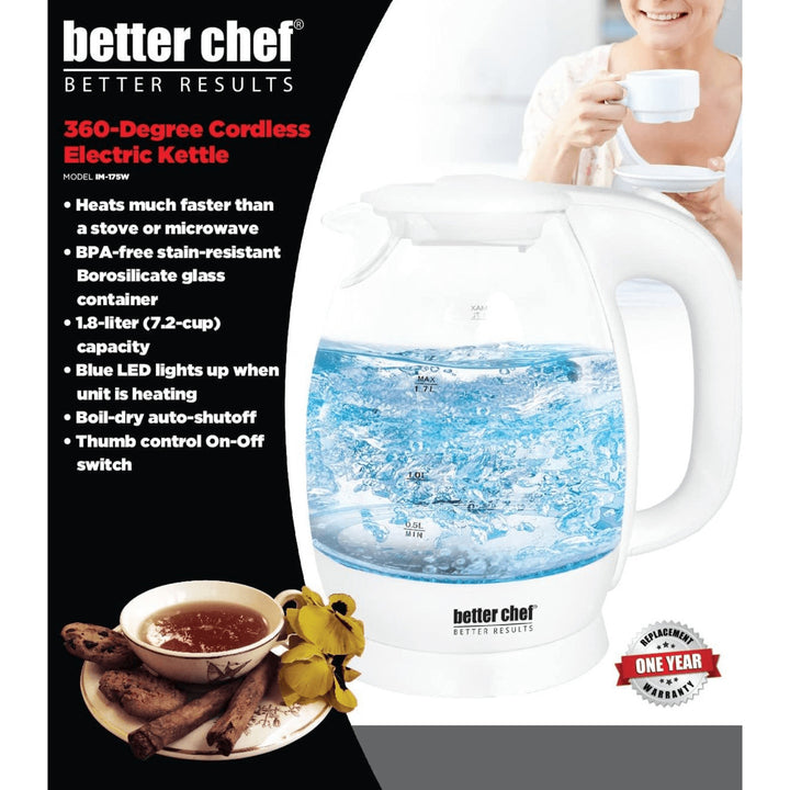 Better Chef 7-Cup Cordless Electric Borosilicate Glass Kettle with LED Light Image 9