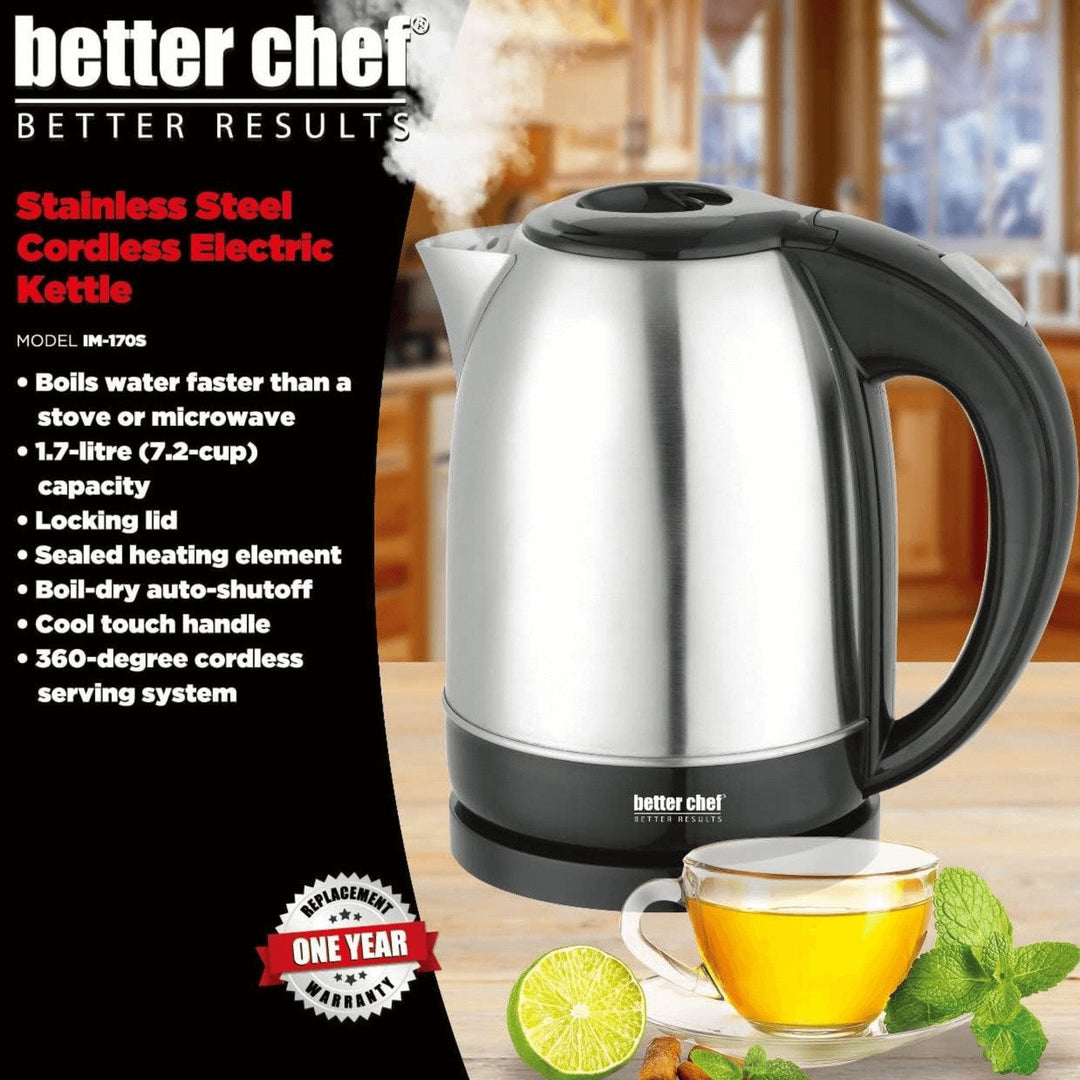 Better Chef 1.7L 7.2-Cup Stainless Steel Cordless Electric Kettle Image 4