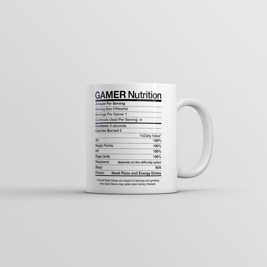 Gamer Nutrition Mug Funny Sarcastic Video Game Novelty Coffee Cup-11oz Image 1