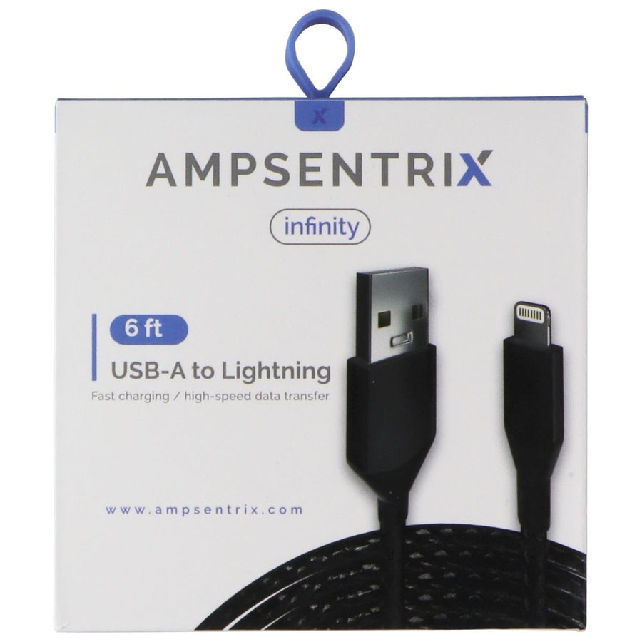 AmpSentrix Infinity (6-FT) USB-A to Lightning 8-pin Charge Cable - Black Image 1