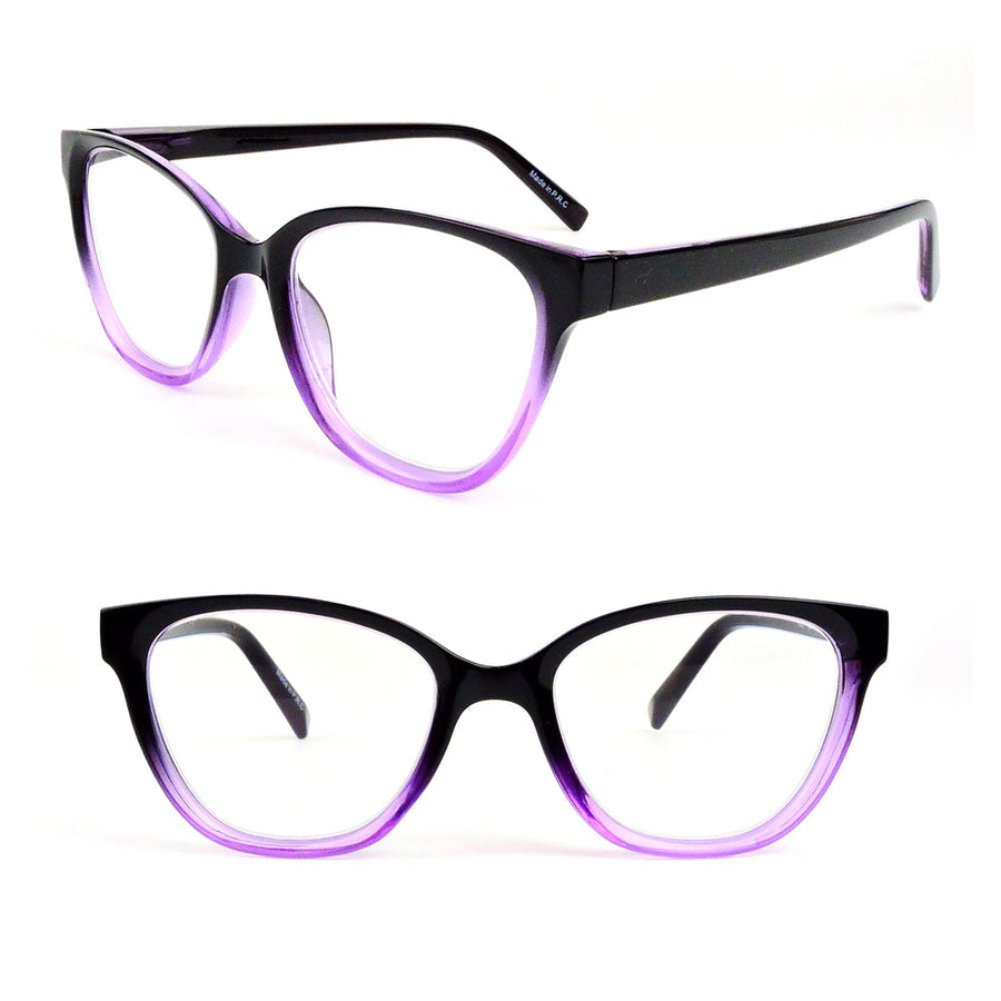 Cat Eye Two Tone Frame Spring Hinges Womens Reading Glasses Image 1