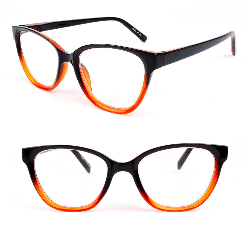 Cat Eye Two Tone Frame Spring Hinges Womens Reading Glasses Image 2