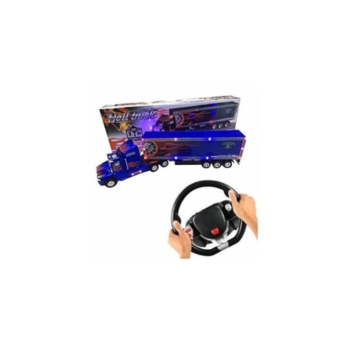 BIG DADDY Tractor - Remote Controlled Tractor Trailer Truck with Remote Steering Wheel and Light up LED Cab- Image 1