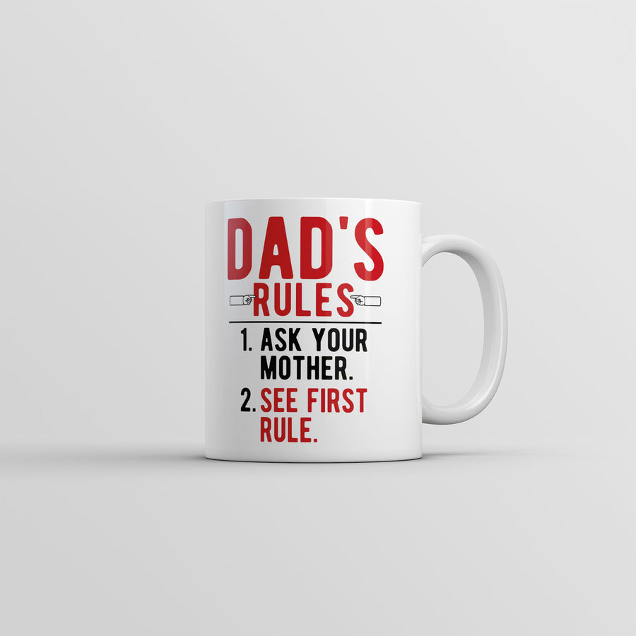 Dads Rules Mug Funny Fathers Day Graphic Novelty Coffee Cup-11oz Image 1