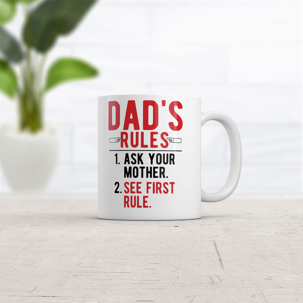 Dads Rules Mug Funny Fathers Day Graphic Novelty Coffee Cup-11oz Image 2