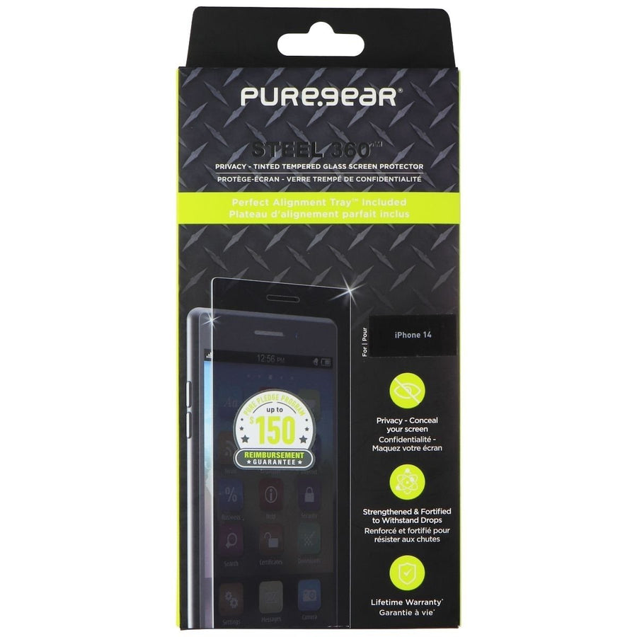 PureGear Steel 360 Privacy Tinted Tempered Glass for Apple iPhone 14 Image 1