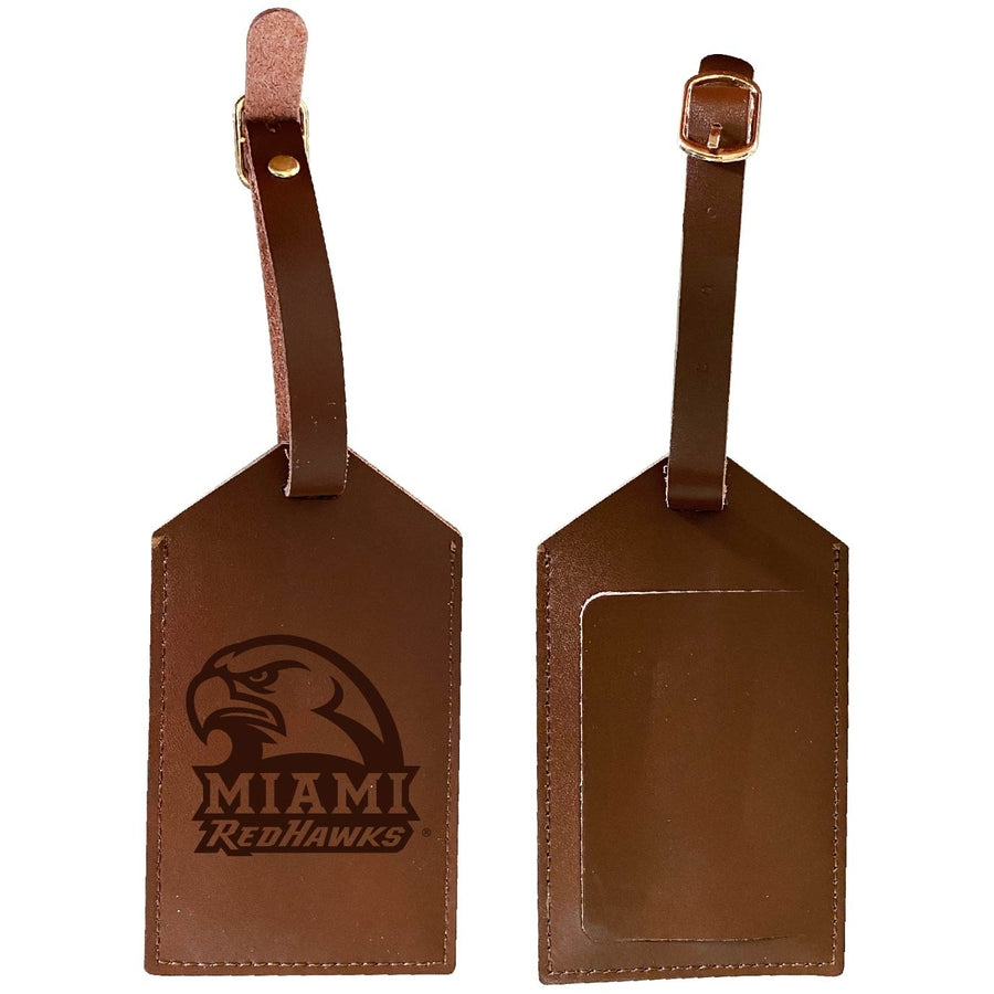 Miami of Ohio Leather Luggage Tag Engraved Officially Licensed Collegiate Product Image 1