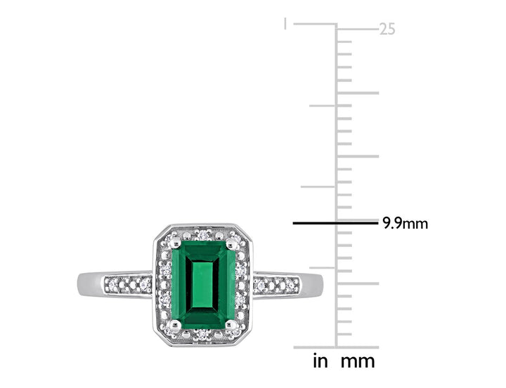 7/8 Carat (ctw) Emerald Ring in 10K White Gold with Accent Diamonds Image 3