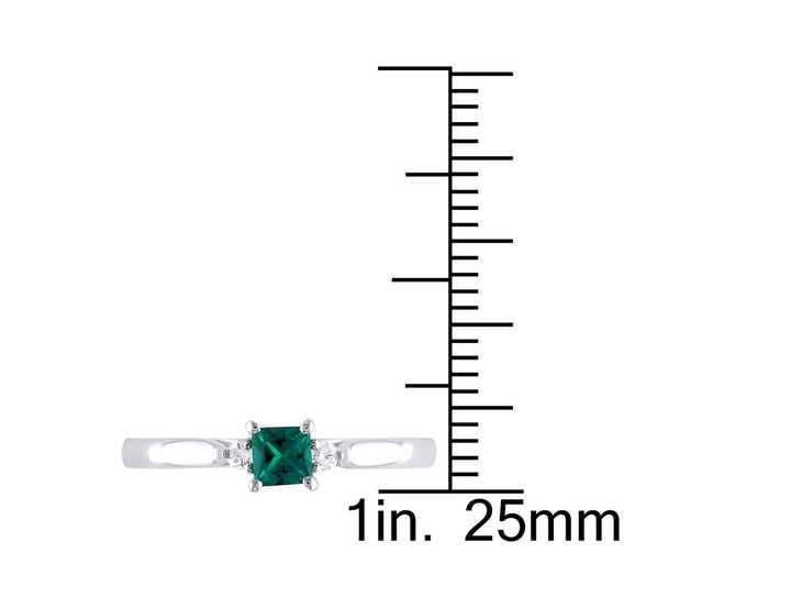 1/5 Carat (ctw) Lab-Created Solitaire Emerald Ring in Sterling Silver Image 3