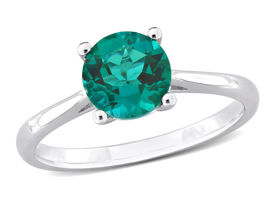 1.15 Carat (ctw) Lab-Created Green Emerald Ring in Sterling Silver Image 1