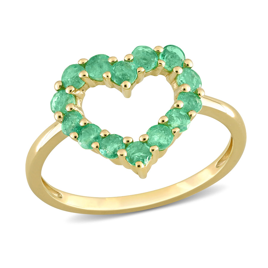 3/4 Carat (ctw) Emerald Heart Ring in 10K Yellow Gold Image 1