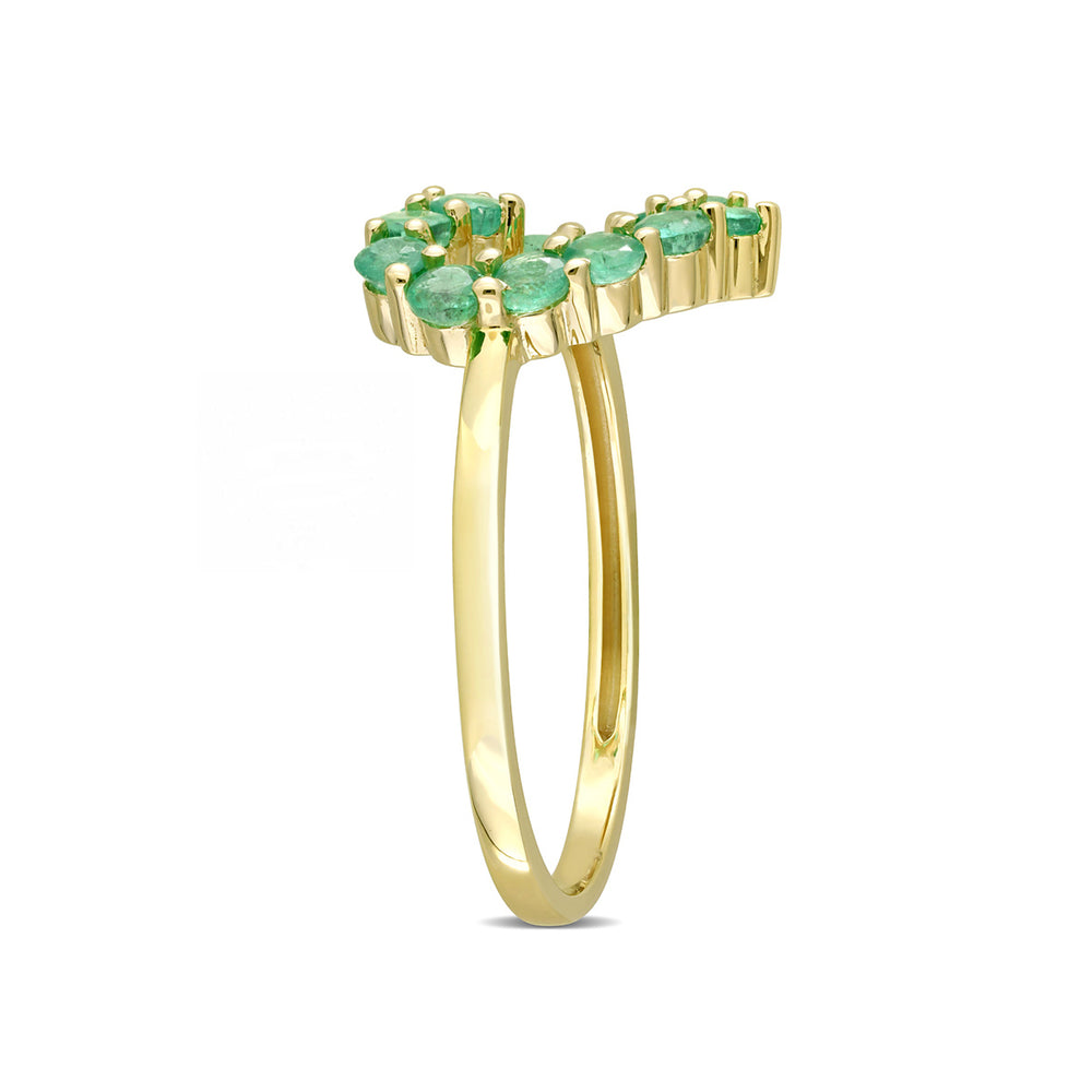 3/4 Carat (ctw) Emerald Heart Ring in 10K Yellow Gold Image 2