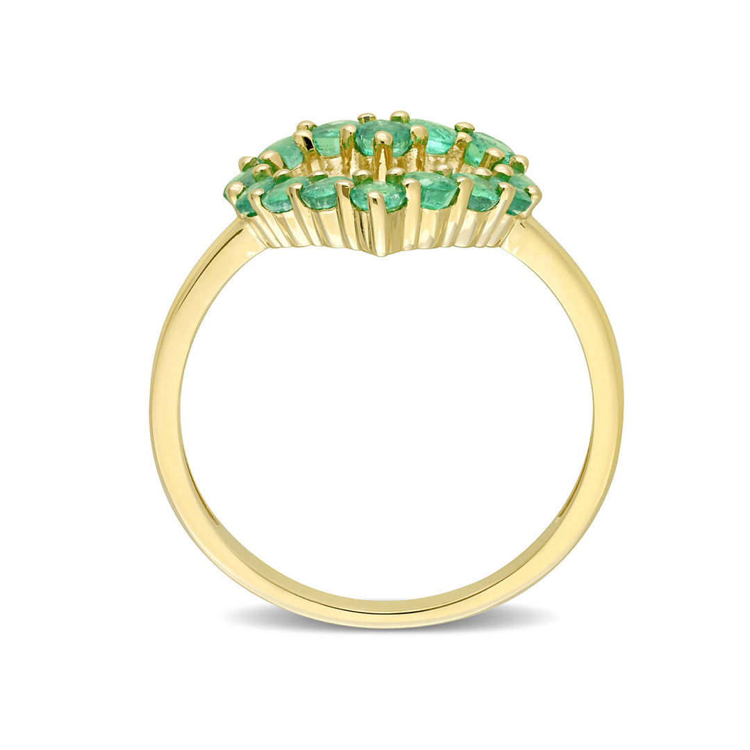 3/4 Carat (ctw) Emerald Heart Ring in 10K Yellow Gold Image 4