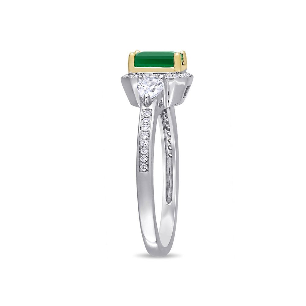 1/2 Carat (ctw) Octagon-Cut Emerald Ring in 14K White Gold with Diamonds Image 2