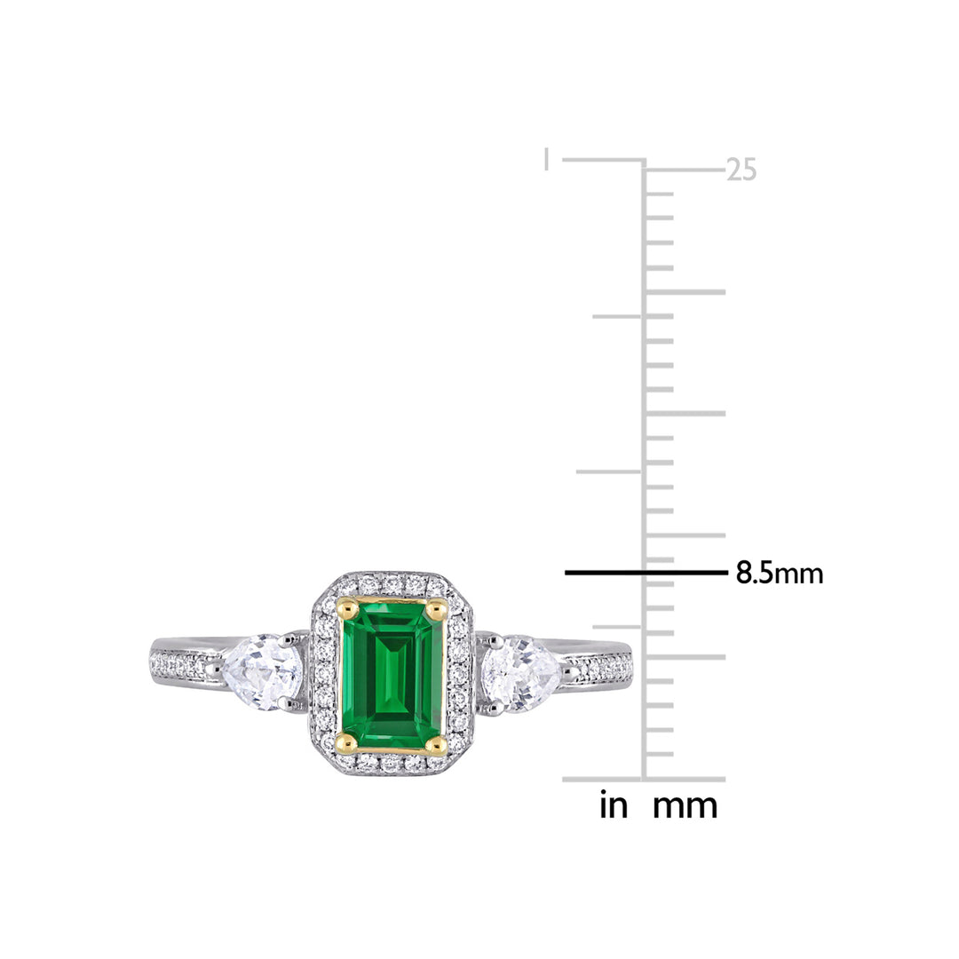 1/2 Carat (ctw) Octagon-Cut Emerald Ring in 14K White Gold with Diamonds Image 3