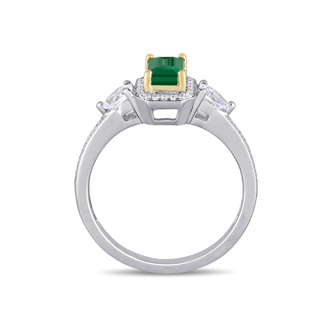 1/2 Carat (ctw) Octagon-Cut Emerald Ring in 14K White Gold with Diamonds Image 4