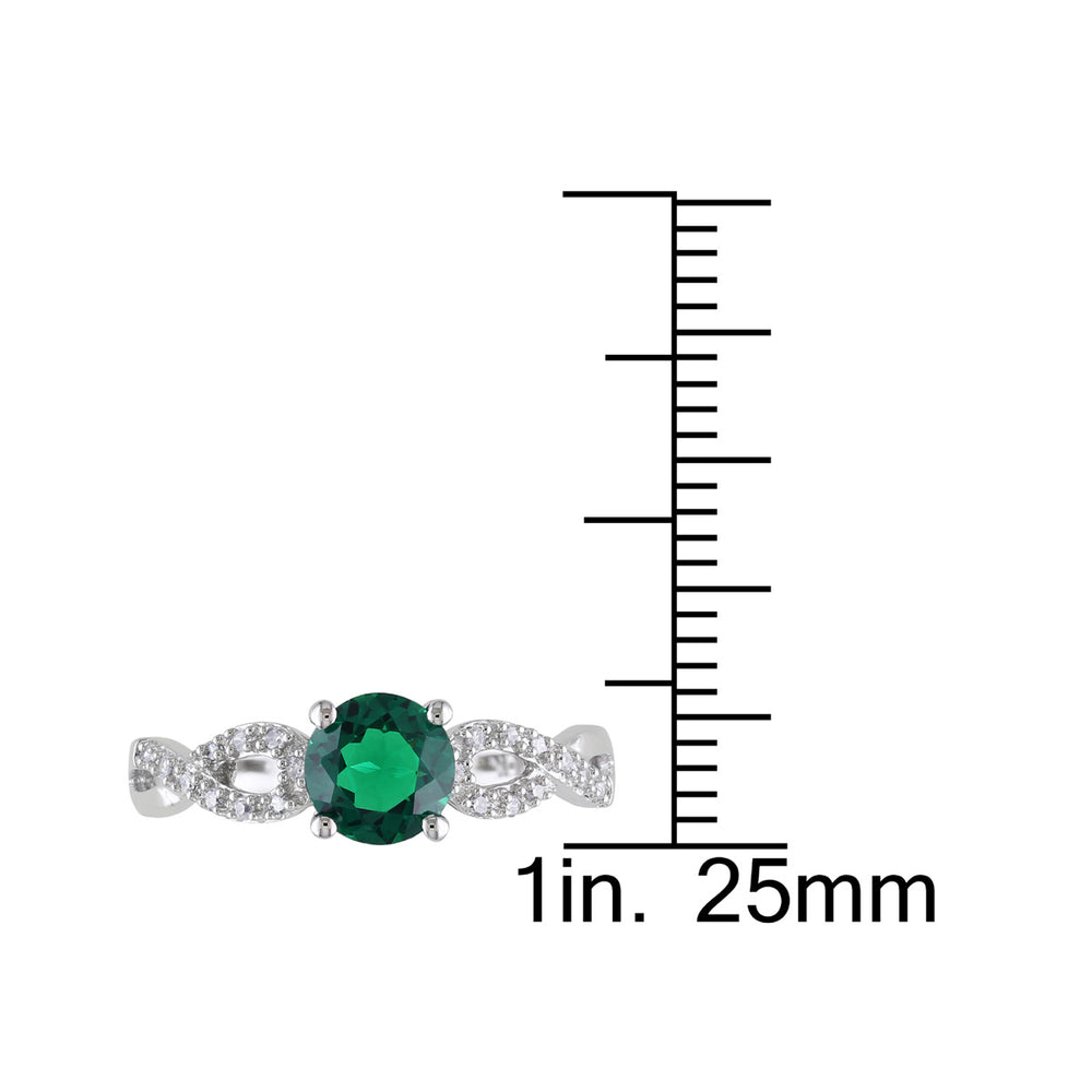 4/5 Carat (ctw) Lab-Created Emerald Ring in 10K White Gold with Accent Diamonds Image 2