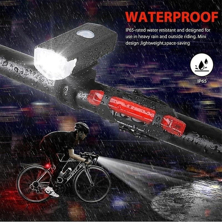 Bright LED Bike Light Set Front Headlight And Rear Taillight For Bicycle Night Ride Image 4