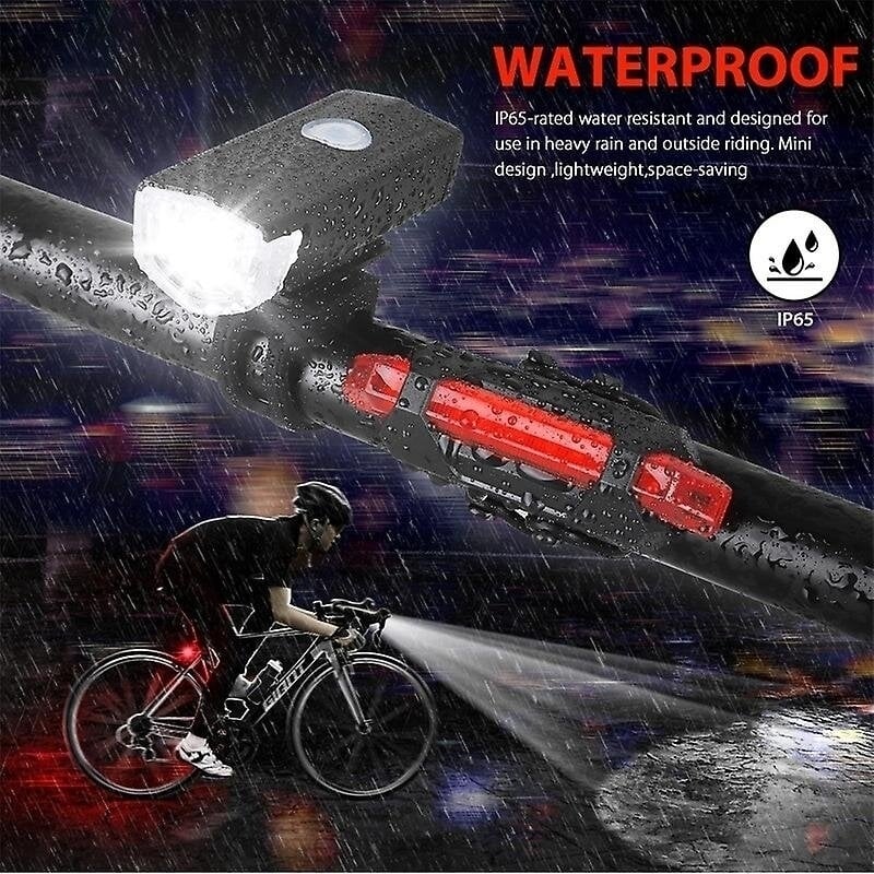 Bright LED Bike Light Set Front Headlight And Rear Taillight For Bicycle Night Ride Image 8